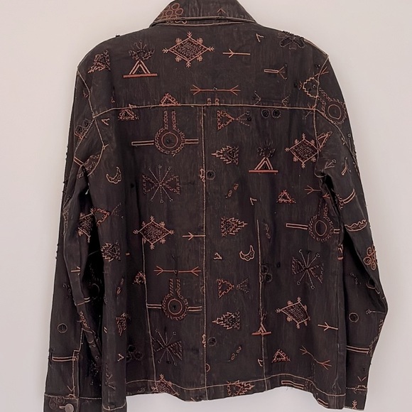 CHICO’S Woman’s Denim Jacket Embroidered Color Brown - Picture 3 of 7